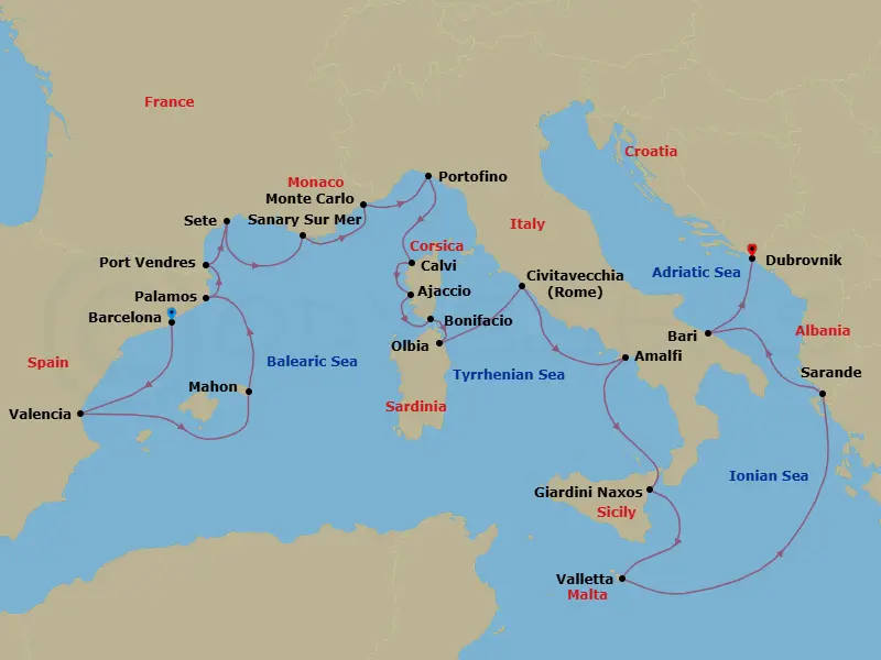 Itinerary schematic diagram