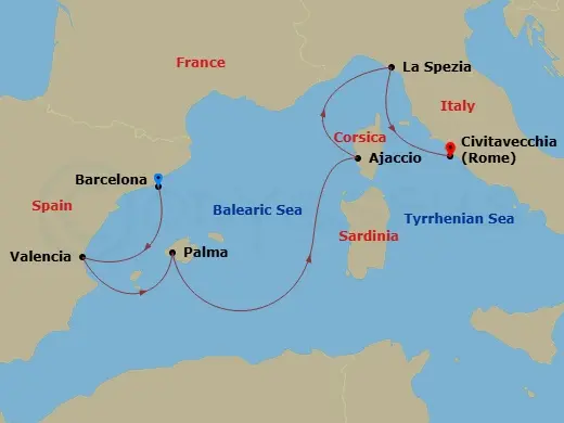 Itinerary schematic diagram