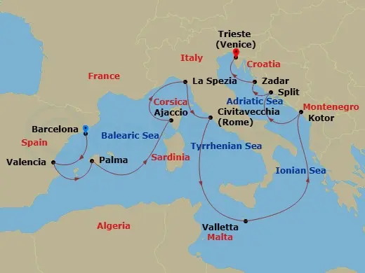 Itinerary schematic diagram