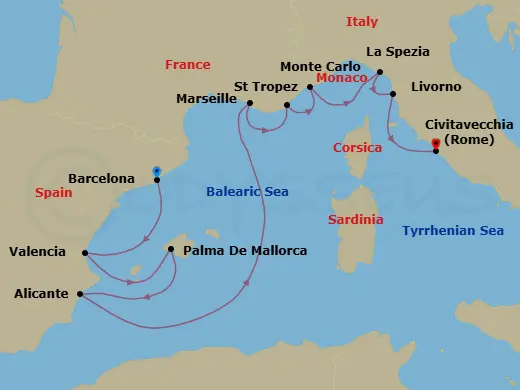 Itinerary schematic diagram