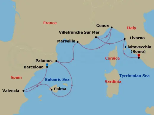 Itinerary schematic diagram