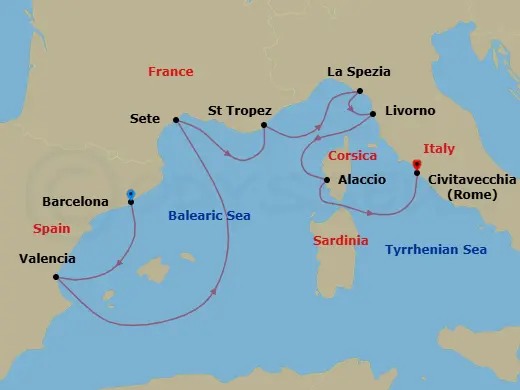 Itinerary schematic diagram