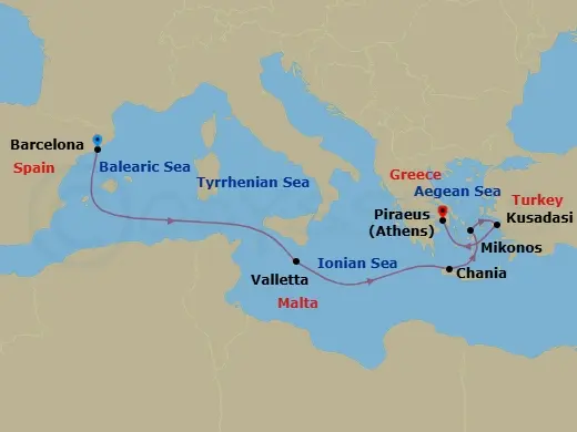 Itinerary schematic diagram