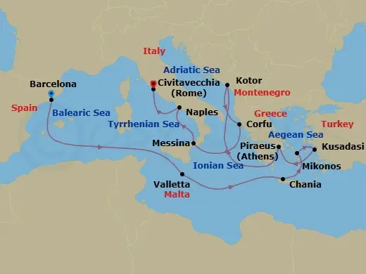 Itinerary schematic diagram