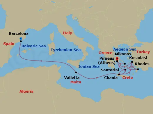 Itinerary schematic diagram