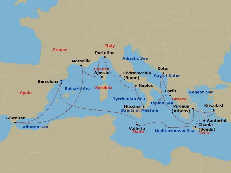 Itinerary schematic diagram