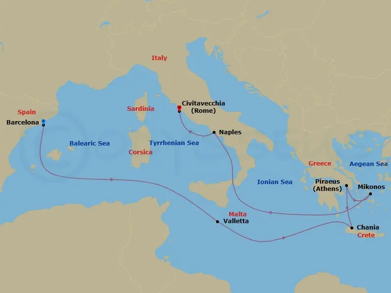 Itinerary schematic diagram
