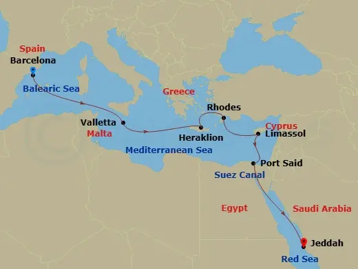 Itinerary schematic diagram