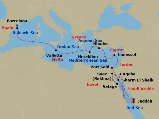 Itinerary schematic diagram