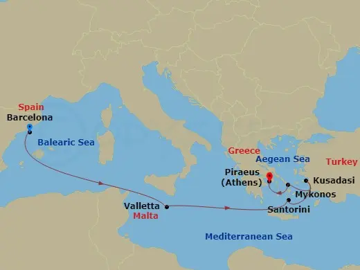 Itinerary schematic diagram