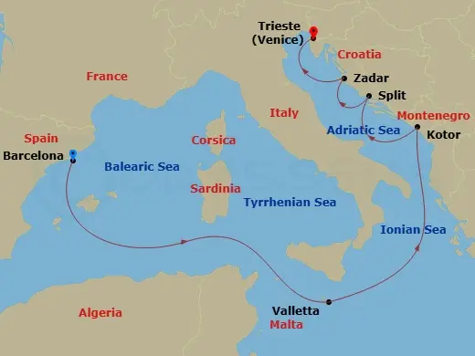 Itinerary schematic diagram
