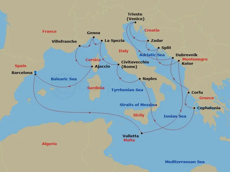 Itinerary schematic diagram