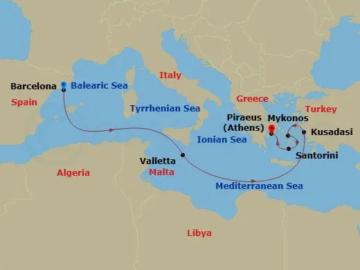 Itinerary schematic diagram