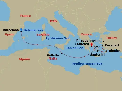 Itinerary schematic diagram