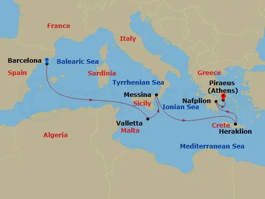 Itinerary schematic diagram