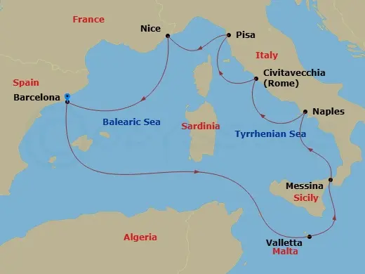 Itinerary schematic diagram