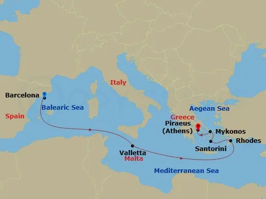 Itinerary schematic diagram