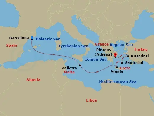Itinerary schematic diagram