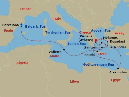 Itinerary schematic diagram