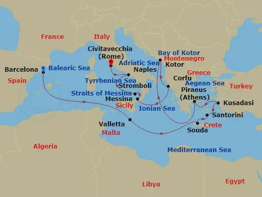 Itinerary schematic diagram