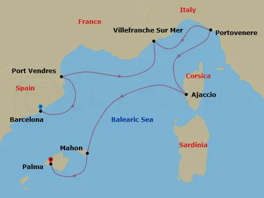 Itinerary schematic diagram