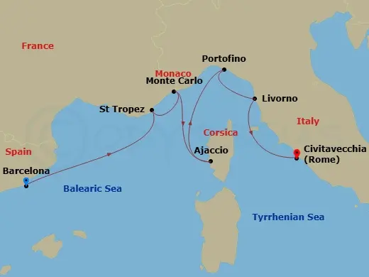 Itinerary schematic diagram