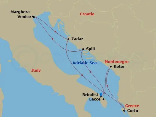 Itinerary schematic diagram