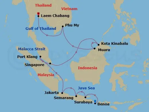 Itinerary schematic diagram