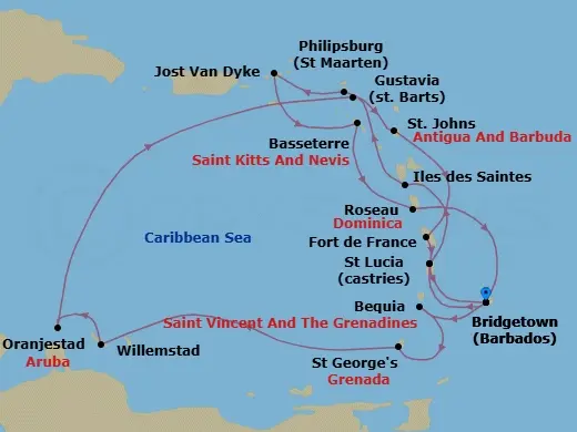 Itinerary schematic diagram
