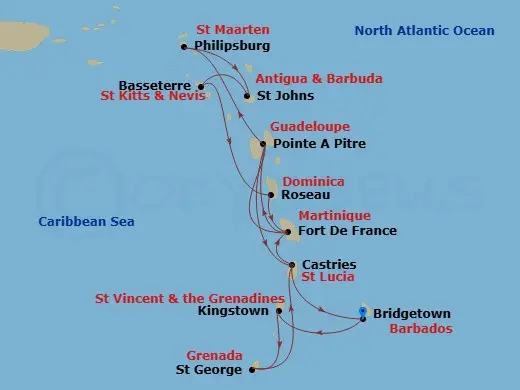 Itinerary schematic diagram