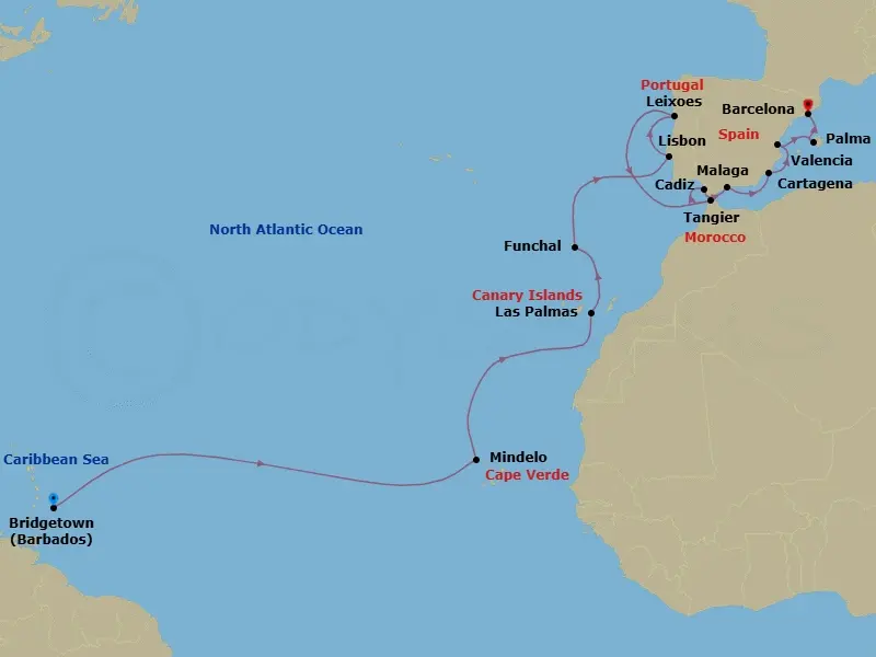 Itinerary schematic diagram