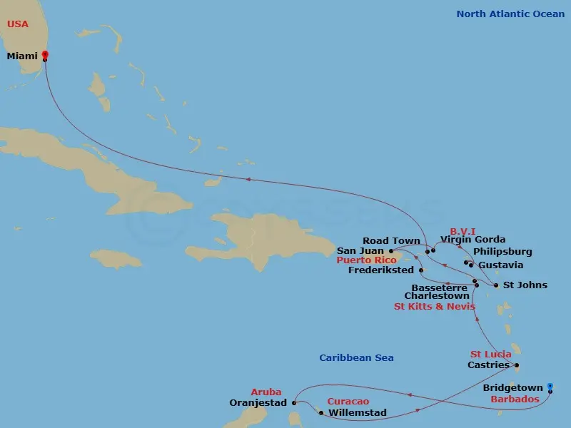 Itinerary schematic diagram