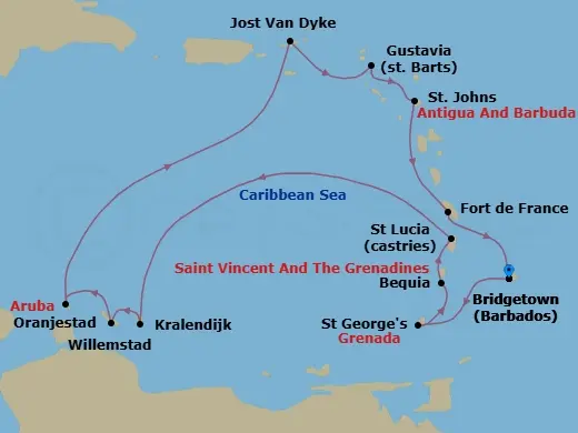 Itinerary schematic diagram