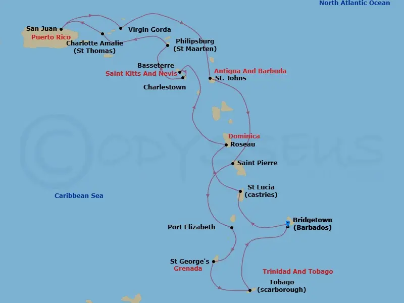 Itinerary schematic diagram