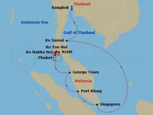 Itinerary schematic diagram