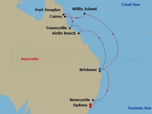 Itinerary schematic diagram