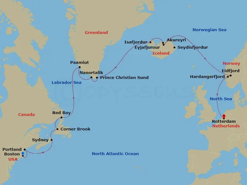 Itinerary schematic diagram