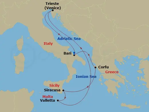 Itinerary schematic diagram