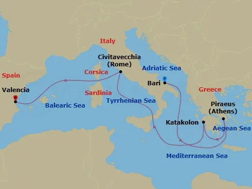 Itinerary schematic diagram