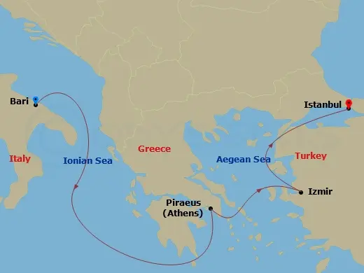 Itinerary schematic diagram