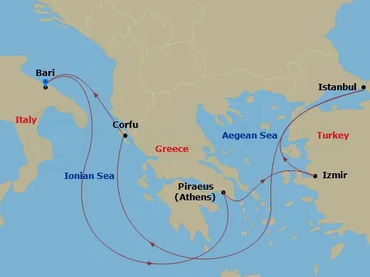 Itinerary schematic diagram