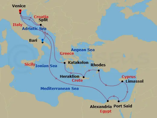 Itinerary schematic diagram