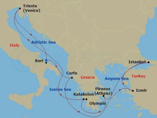 Itinerary schematic diagram