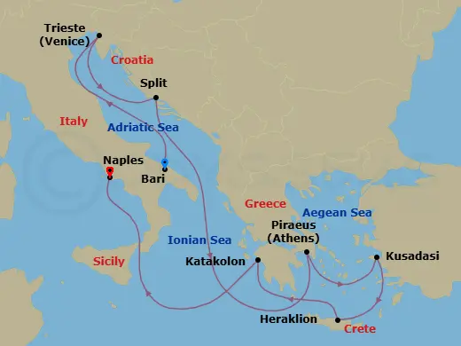 Itinerary schematic diagram