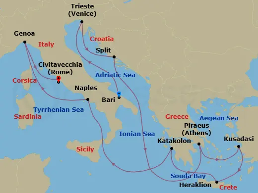 Itinerary schematic diagram