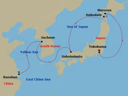 Itinerary schematic diagram