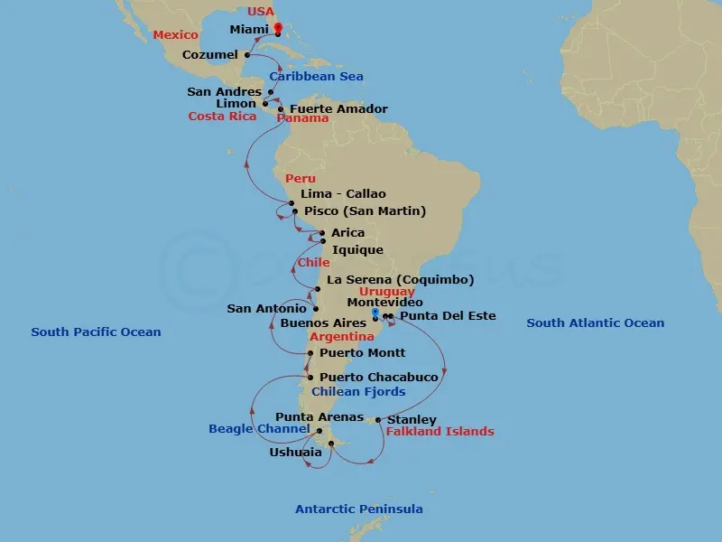 Itinerary schematic diagram