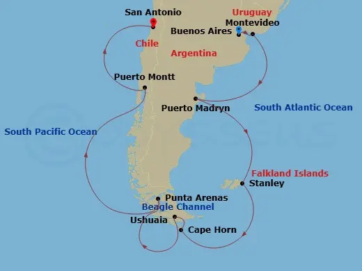 Itinerary schematic diagram