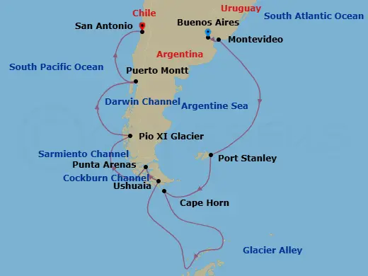 Itinerary schematic diagram