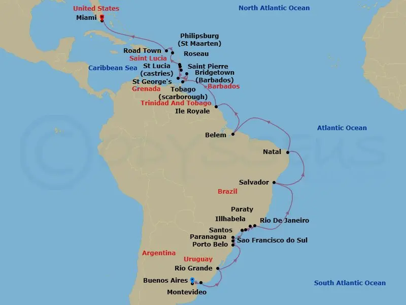 Itinerary schematic diagram
